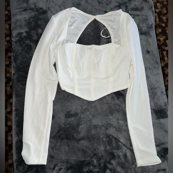 Princess Polly Loftus Long Sleeve Top in White Size 4 - Picture 6 of 11